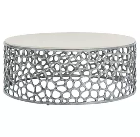 Oasis Antique Nickel Round Quartz Top Cocktail Table