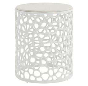 Oasis White Round Quartz Top Side Table
