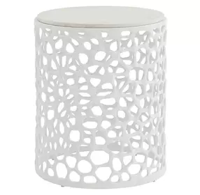 Oasis White Round Quartz Top Side Table