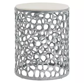 Oasis Antique Nickel Round Quartz Top Side Table