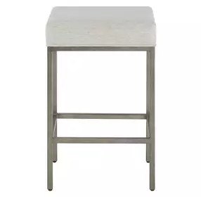 Azure Antique Brass and Nomad Snow Performance Fabric Counter Height Console Stool