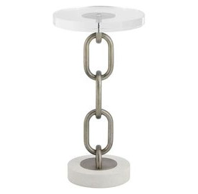 Azure Acrylic Top Round Chain Link Accent Table