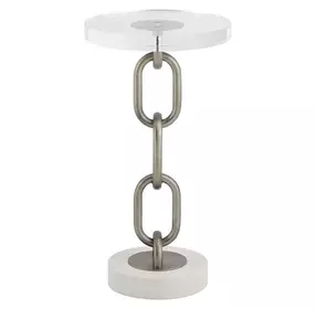 Azure Acrylic Top Round Chain Link Accent Table