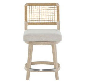 Oasis Dockside and Nomad Snow Performance Fabric Woven Back Swivel Counter Height Stool