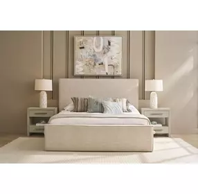 Azure Drift Yukon Sand Performance Fabric Queen Upholstered Panel Bedroom Set