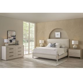 Oasis Nomad Snow Performance Fabric Tidal Upholstered Panel Bedroom Set