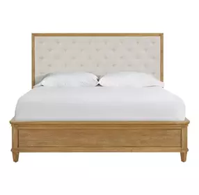 Birchaven Beige and Brindle King Upholstered Panel Bed