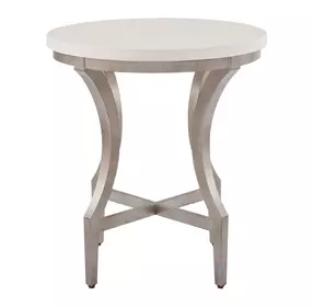 Oakmere White and Gold Round Quartz Top End Table