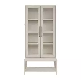 Oakmere Taupe 2 Glass Door Meadow Display Cabinet with LED