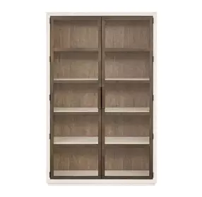 Haze Beige and Brown 2 Door Display Cabinet with LED