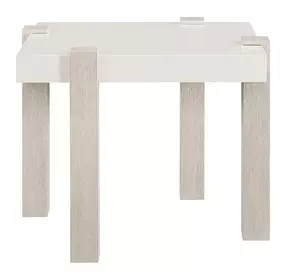Evermont White and Mist Rectangular Quartz Stone Top End Table