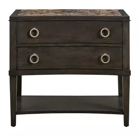 Realm Dark Emperador and Brown 2 Drawer Open Nightstand with USB Charging