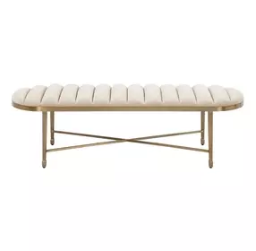 Realm Beige Upholstered Bed Bench