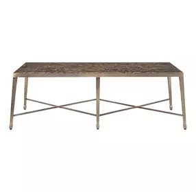 Realm Dark Emperador and Dusty Bronze Rectangular Stone Top Cocktail Table