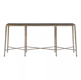 Realm Dark Emperador and Dusty Bronze Rectangular Stone Top Console Table