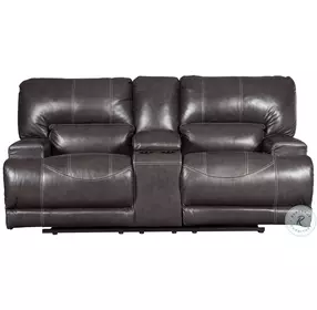 McCaskill Gray Double Power Reclining Console Loveseat