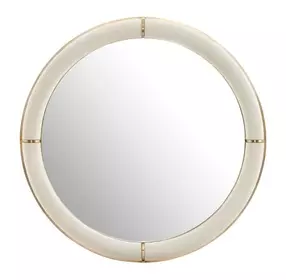 Paloma Beige and Gold Round Wall Mirror