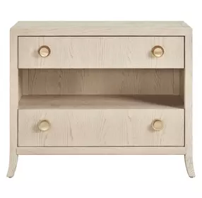 Elegance Brown 2 Drawer Open Nightstand with USB Charging and LED