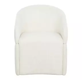 Elegance Cream Upholstered Arm Chair with Casters