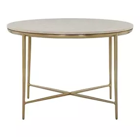 Elegance Amalfi Cream and Desert Gold 45" Round Stone Top Dining Table