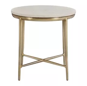 Elegance Amalfi and Desert Gold Round Stone Top End Table