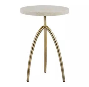 Elegance Desert Gold and Amalfi Cream Round Stone Top Side Table