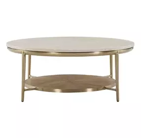 Elegance Amalfi Cream and Desert Gold Round Stone Top Cocktail Table