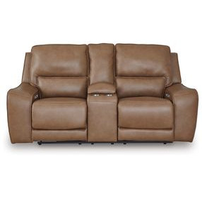Spear Hill Caramel Leather 81" Zero Gravity Power Reclining Loveseat with USB Charging
