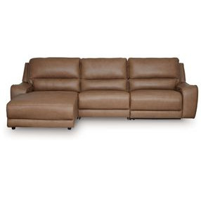 Spear Hill Caramel Leather 3 Piece Modular Reclining Sectional with LAF Chaise with USB Charging