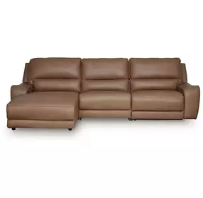 Silverbrooke Caramel Leather 3 Piece Modular Reclining Sectional with LAF Chaise with USB Charging