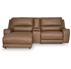 Spear Hill Caramel Leather 3 Piece Modular Power Reclining Sectional with LAF Chaise and USB Charging