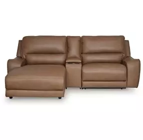 Silverbrooke Caramel Leather 3 Piece Modular Power Reclining Sectional with LAF Chaise and USB Charging