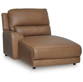 Spear Hill Caramel Leather 64" LAF Press Back Power Chaise with USB Charging