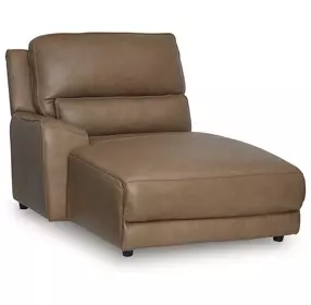 Silverbrooke Caramel Leather 64" LAF Press Back Power Chaise with USB Charging