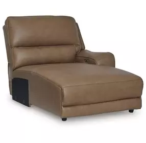 Silverbrooke Caramel Leather 64" RAF Press Back Power Chaise with USB Charging