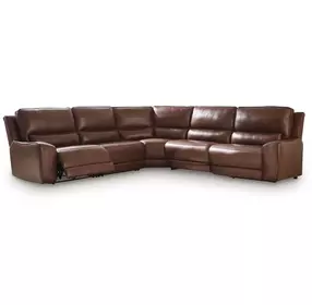 Silverbrooke Canyon Leather 5 Piece Modular Power Reclining Sectional with USB Charging
