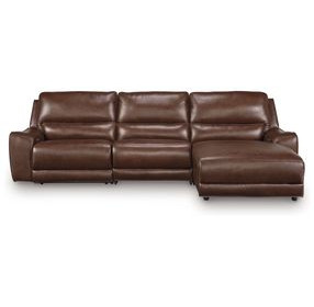 Spear Hill Canyon Leather 3 Piece Modular Reclining Sectional with RAF Chaise and USB Charging