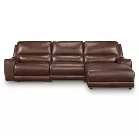Silverbrooke Canyon Leather 3 Piece Modular Reclining Sectional with RAF Chaise and USB Charging
