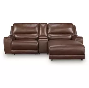Silverbrooke Canyon Leather 3 Piece Modular Power Reclining Sectional with RAF Chaise and USB Charging