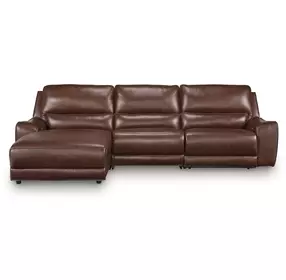 Silverbrooke Canyon Leather 3 Piece Modular Reclining Sectional with LAF Chaise and USB Charging
