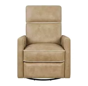 Mosaic Brown Leather Swivel Glider Power Recliner with USB Charging