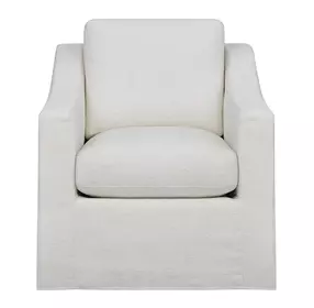 Augustine Cream Upholstered Slipcover Swivel Glider Accent Chair