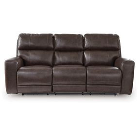 Side Step Smoke Leather 90" Zero Gravity Power Reclining Sofa with USB Charging and LED