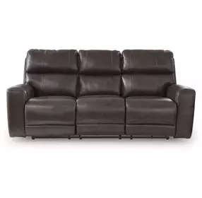 Beadel Smoke Leather 90" Zero Gravity Power Reclining Sofa with USB Charging and LED