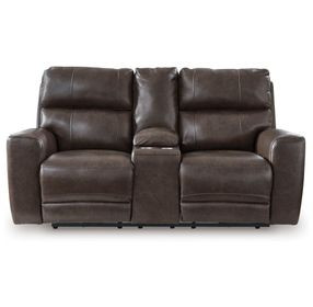 Side Step Smoke Leather 79" Zero Gravity Power Reclining Loveseat with USB Charging