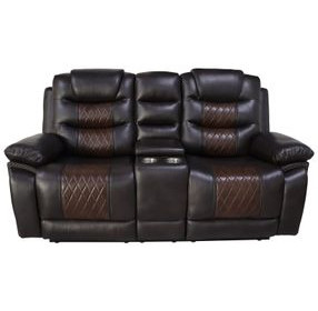 Nikko Brown Power Reclining 74" Console Loveseat Power Footrest