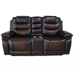 Nikko Brown Power Reclining 74" Console Loveseat Power Footrest