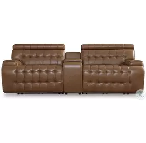 Temmpton Chocolate Leather Modular Console Loveseat