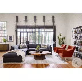 Westwood Espresso And Charcoal 4 Piece Small Sectional With Ottoman