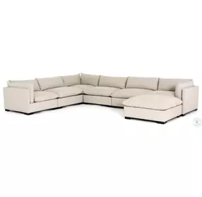 Westwood Bennett Espresso And Moon 6 Piece Sectional With Ottoman